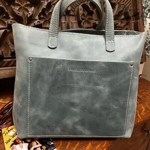 Portland Leather Aqua Medium Crossbody Zip Bag/Tote/Purse